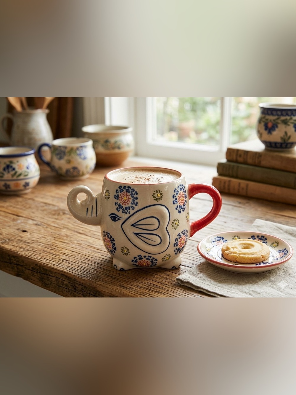 Floral Elephant Mug - Hand Painted 3D Ceramic